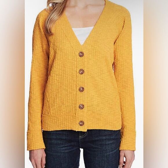 Two by Vince Camuto Ladies' Button Cardigan Size  Mustard Yellow Large NWOT - Picture 1 of 15